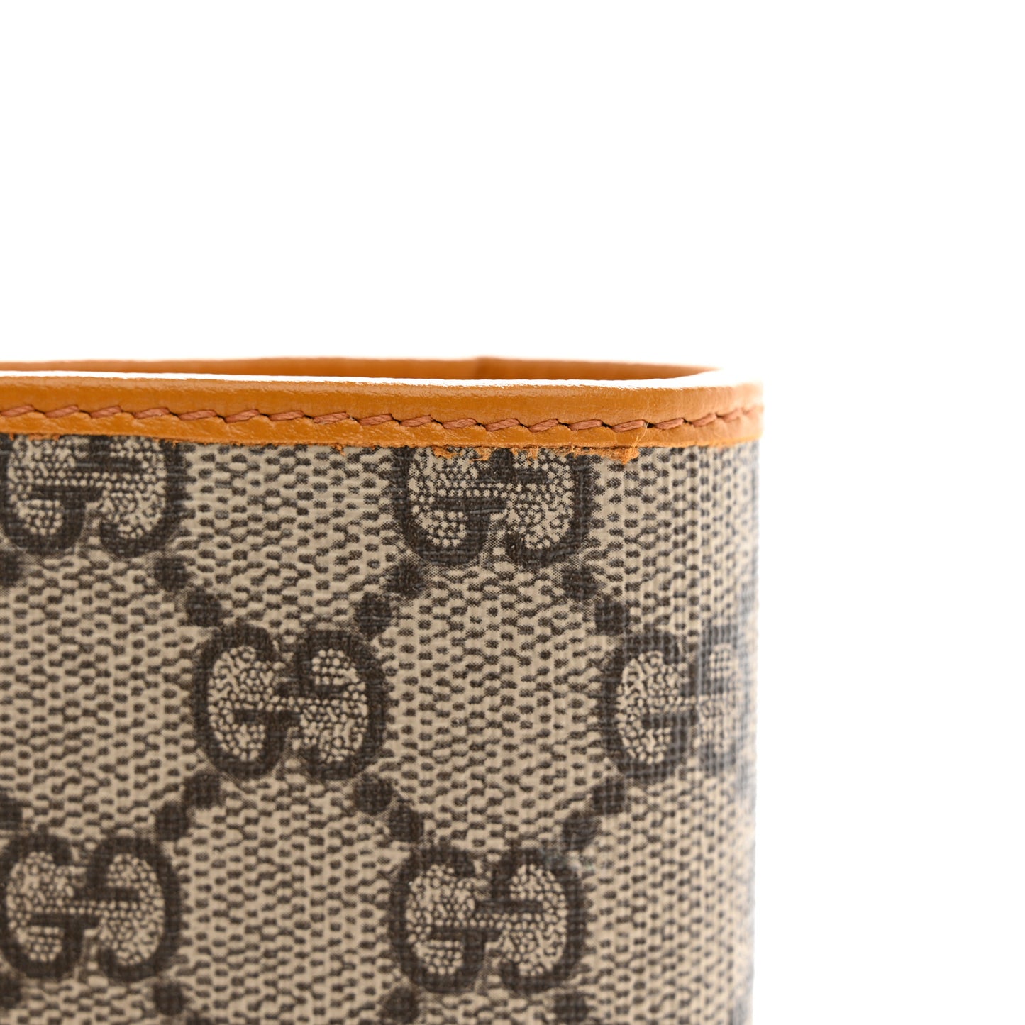 GG Supreme Monogram Textured Calfskin Retro Interlocking G Passport Case Beige Yellow