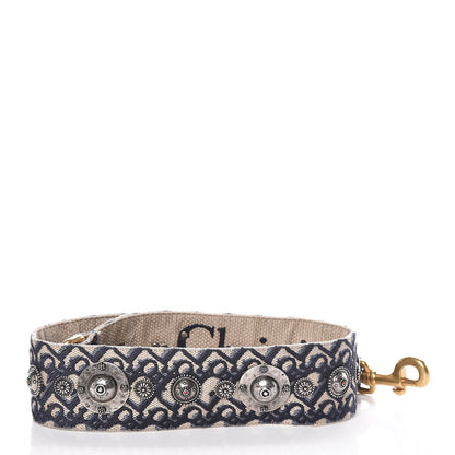 Christian Dior Oblique Studded Shoulder Strap Blue 2 of 5
