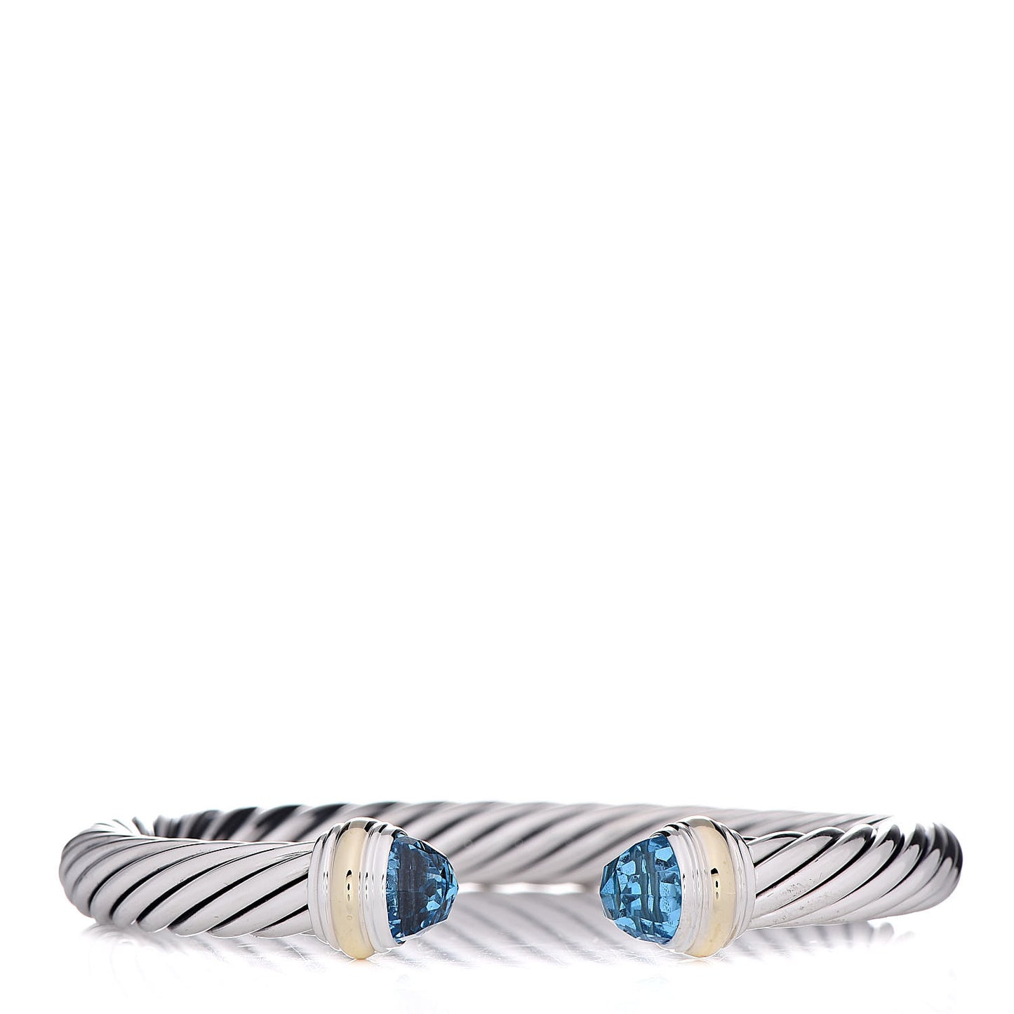 Sterling Silver 14K Yellow Gold Blue Topaz 7mm Cable Classics Bracelet