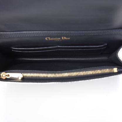 Christian Dior Metallic Ceramic Effect Deerskin Diorama Wallet on Chain Pouch Silver 5 of 11