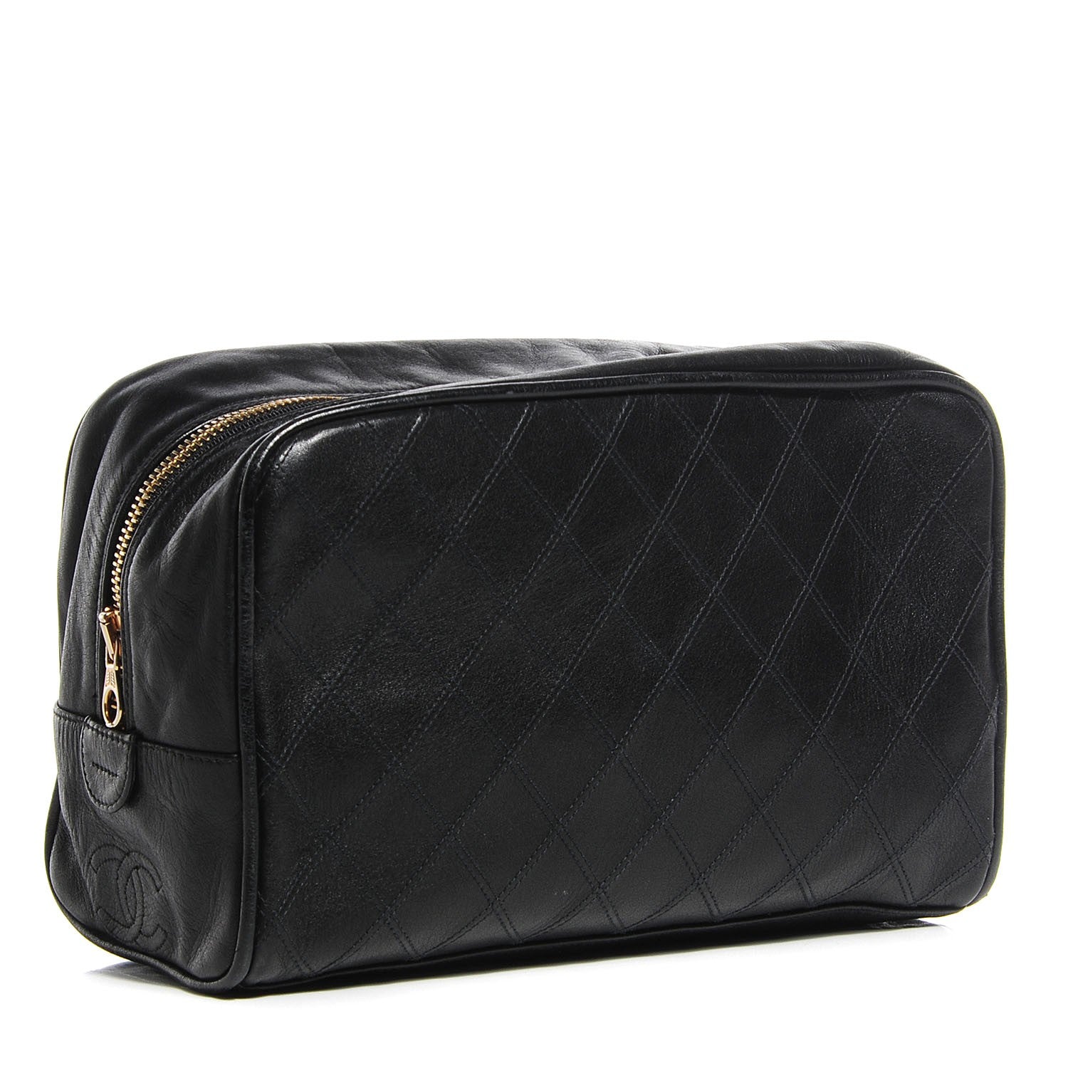 Chanel Lambskin Diamond Stitch Cosmetic Case Black 3 of 9