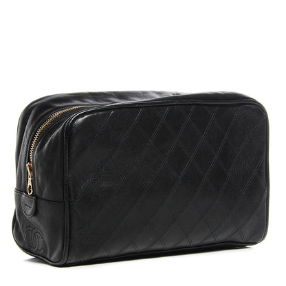 Chanel Lambskin Diamond Stitch Cosmetic Case Black 3 of 9