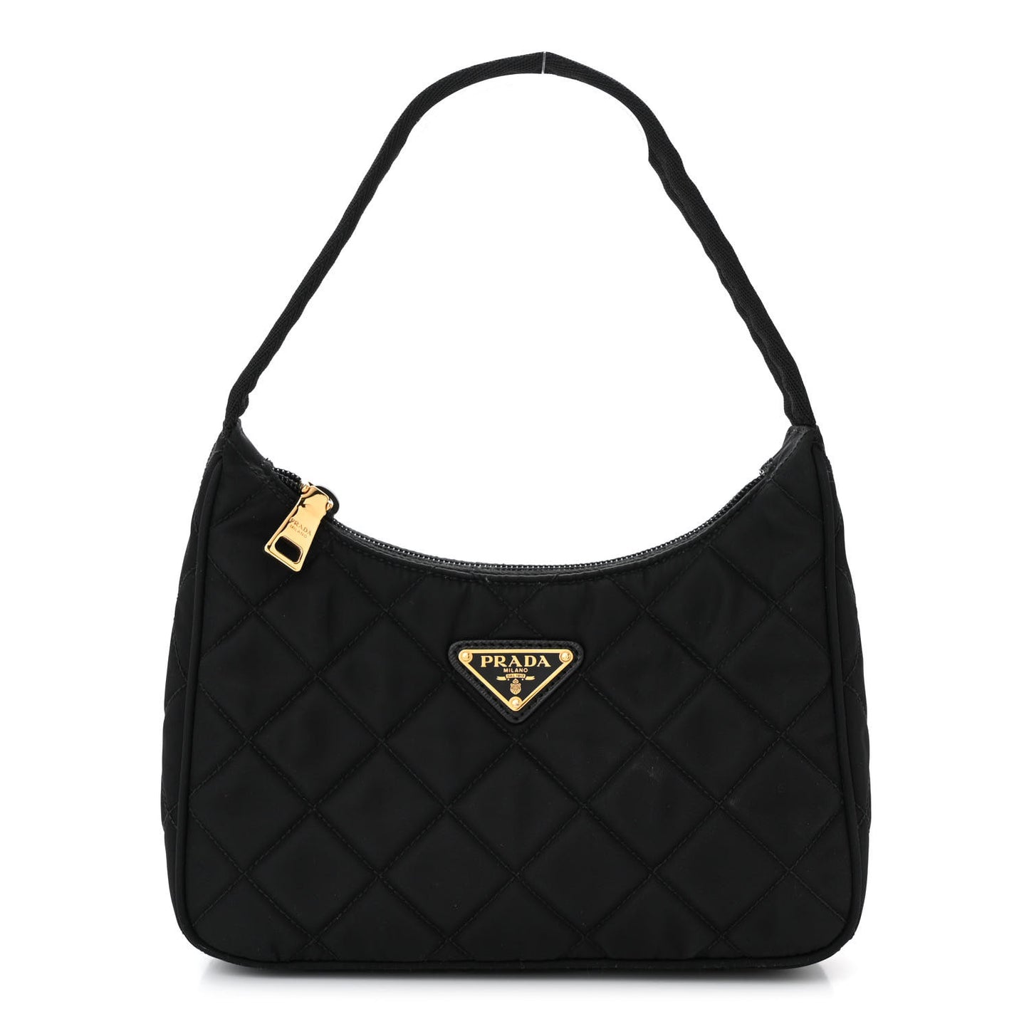 Tessuto Nylon Stitched Shoulder Bag Black