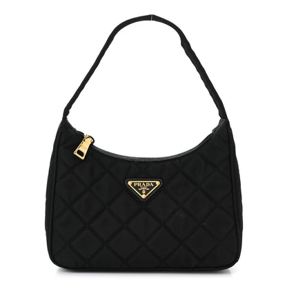 Prada Tessuto Nylon Stitched Shoulder Bag Black 1 of 11
