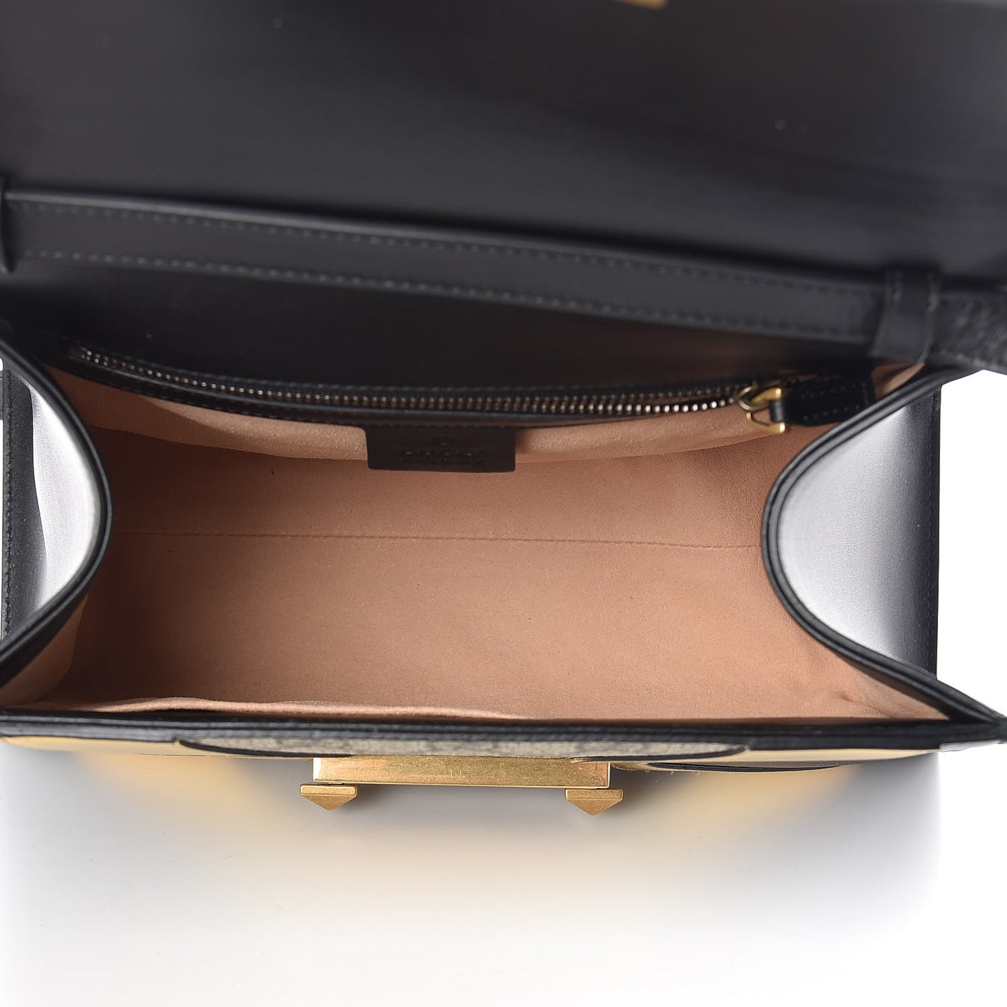 GG Supreme Monogram Small Osiride Top Handle Bag Black Gold