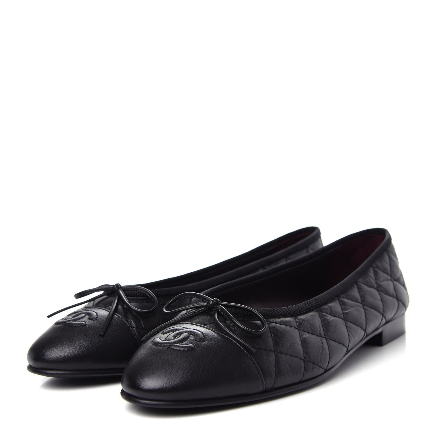 Chanel Aged Calfskin Quilted Cap Toe Ballerina Flats 39.5 Black 3 of 11