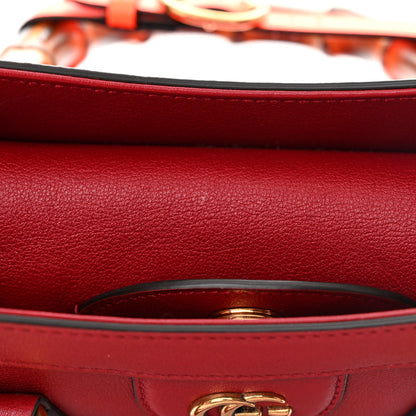 Gucci Wonka Grain Calfskin Small Diana Tote Bag Dark Red Orange Fluo 11 of 12