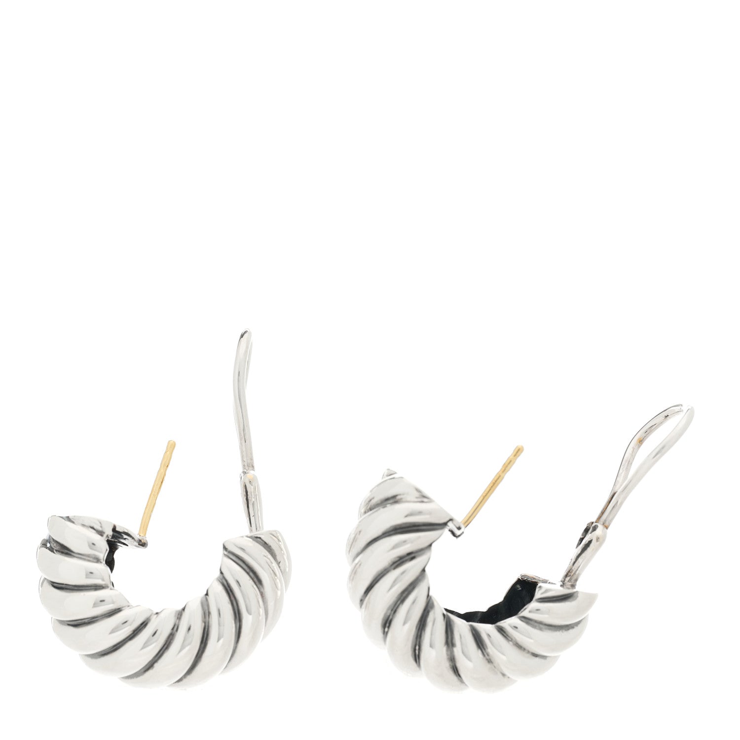 David Yurman Sterling Silver Cable Hoop Earrings 3 of 4