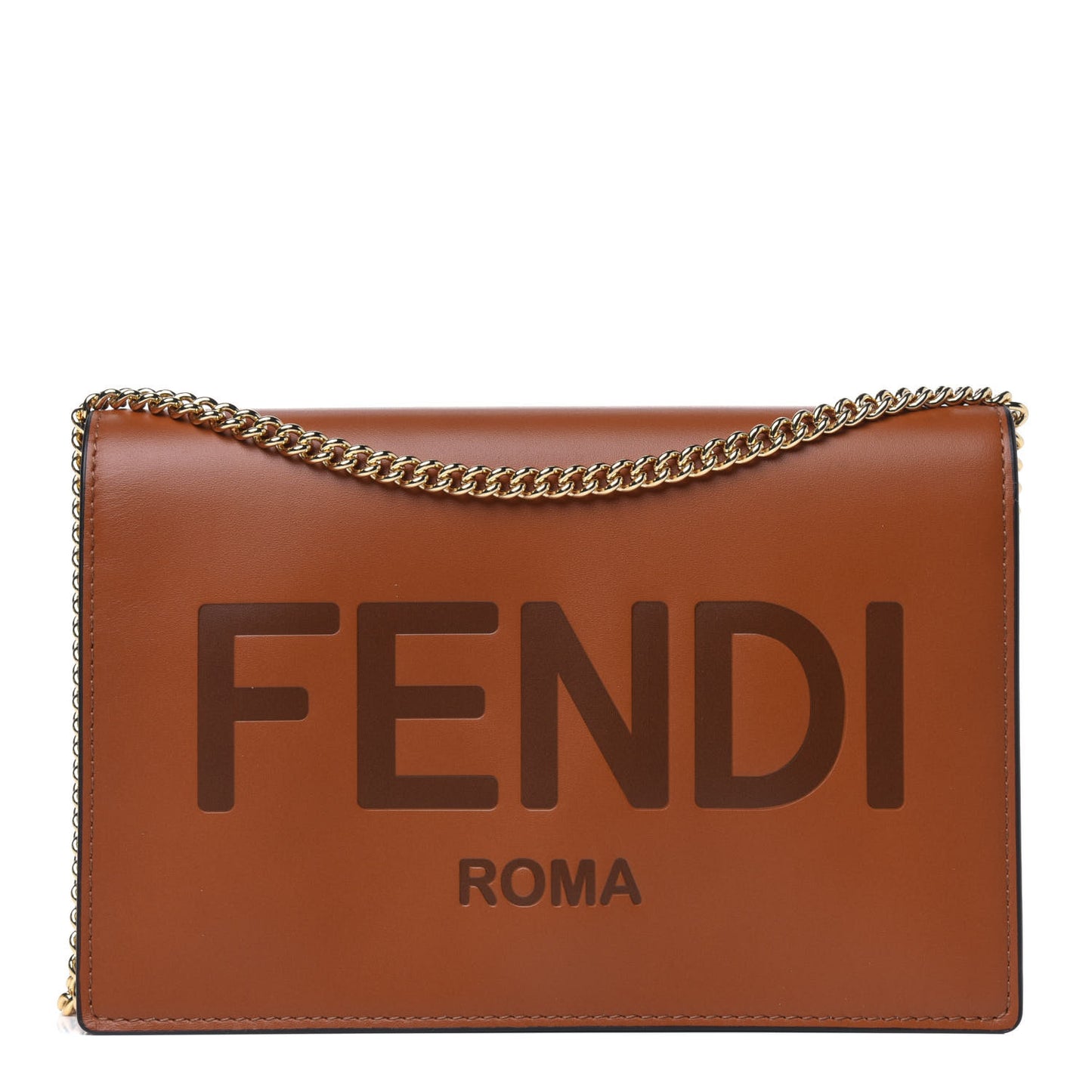 Vitello King Tamponato Logo Embossed Medium Wallet On Chain Cuoio