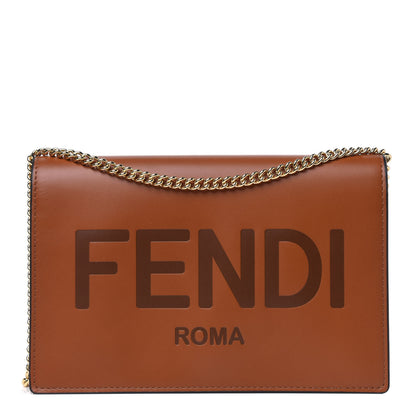 Fendi Vitello King Tamponato Logo Embossed Medium Wallet On Chain Cuoio 1 of 12