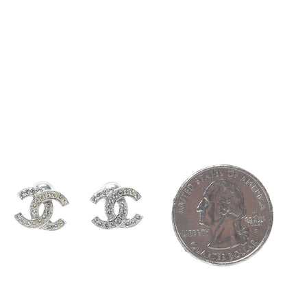 Chanel Crystal Mini Timeless CC Earrings Silver 2 of 10