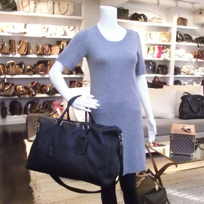 Fendi Calfskin Romano Selleria Boston Travel Bag Black 2 of 14