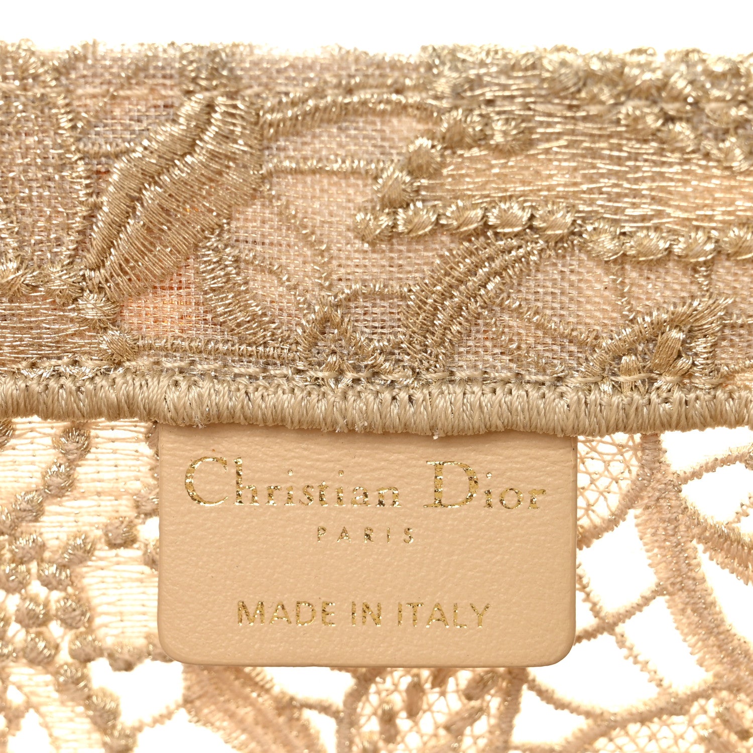 Christian Dior Transparent Metallic Embroidered Mesh Macrame Medium Book Tote Gold 6 of 11