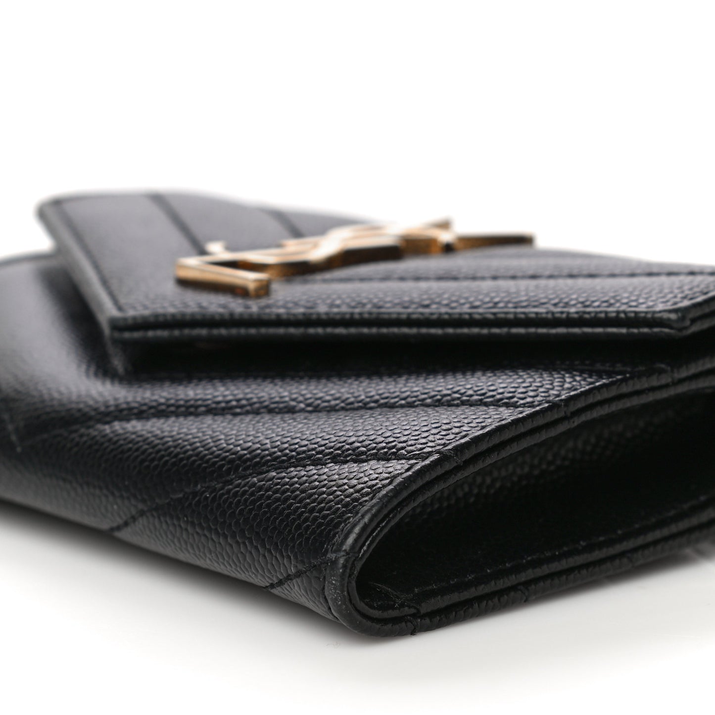 Grain De Poudre Matelasse Chevron Small Monogram Envelope Wallet Black