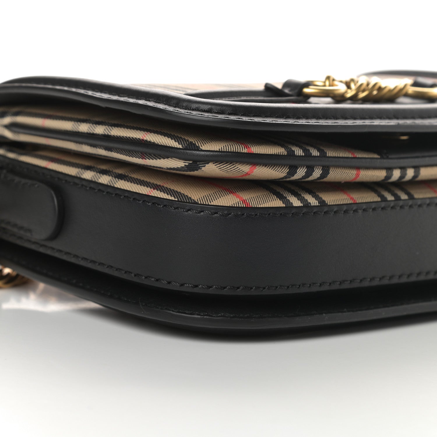 Burberry Smooth Calfskin 1983 Knight Check Link Shoulder Bag Black 9 of 12