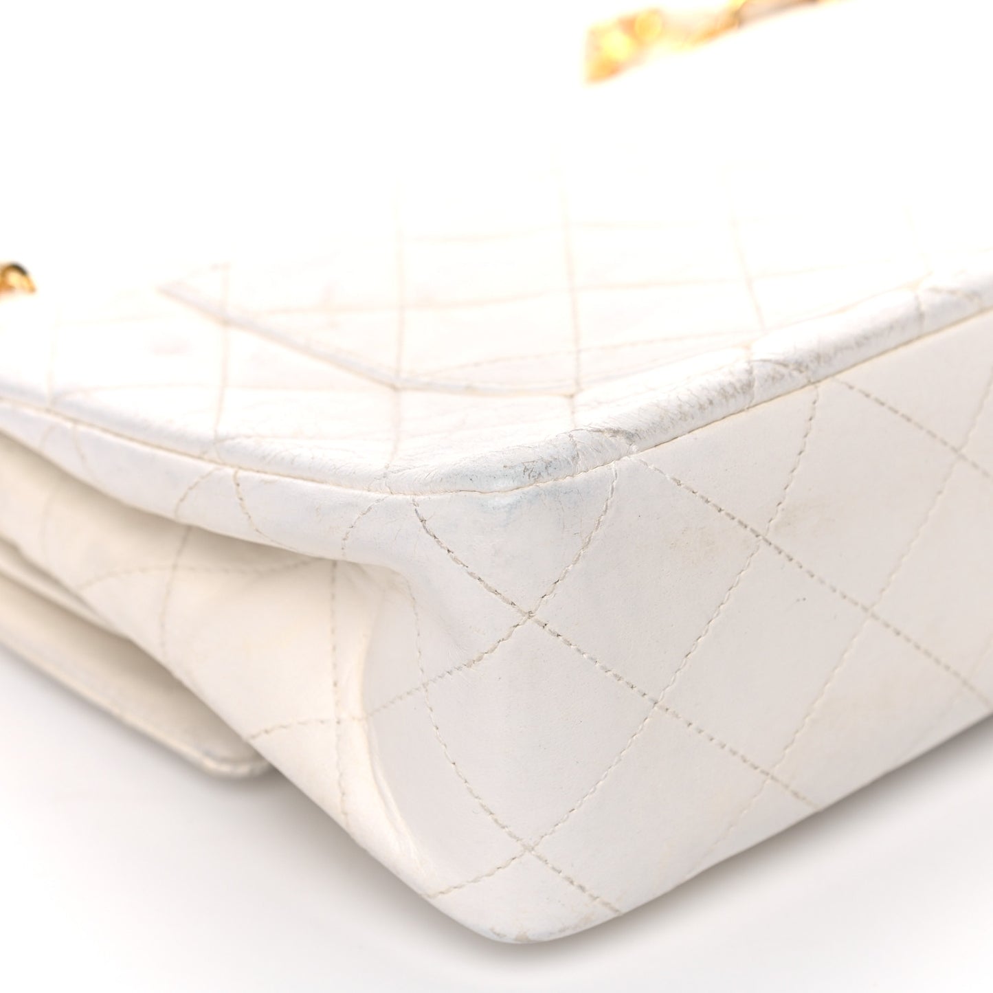 Lambskin Quilted Small Double Flap White