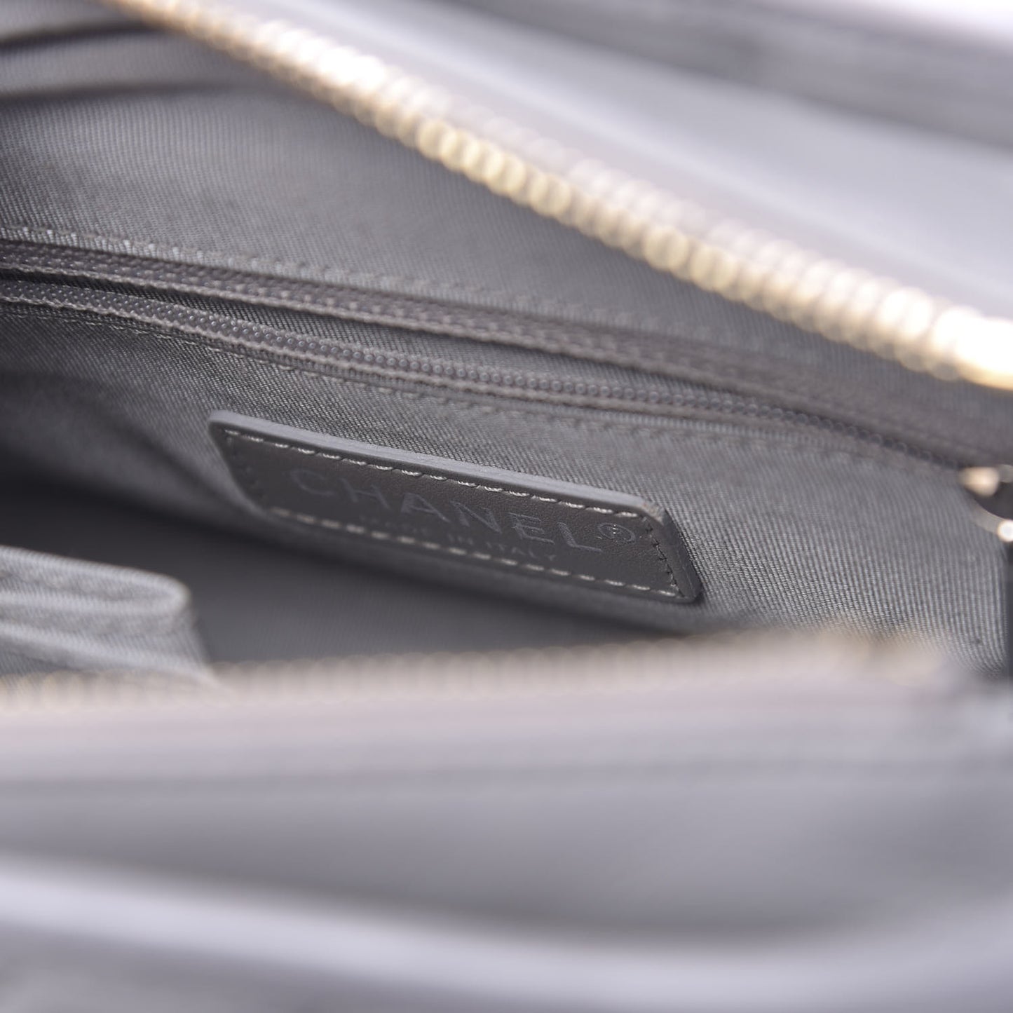 Aged Calfskin Chevron Quilted Small Gabrielle Hobo Grey
