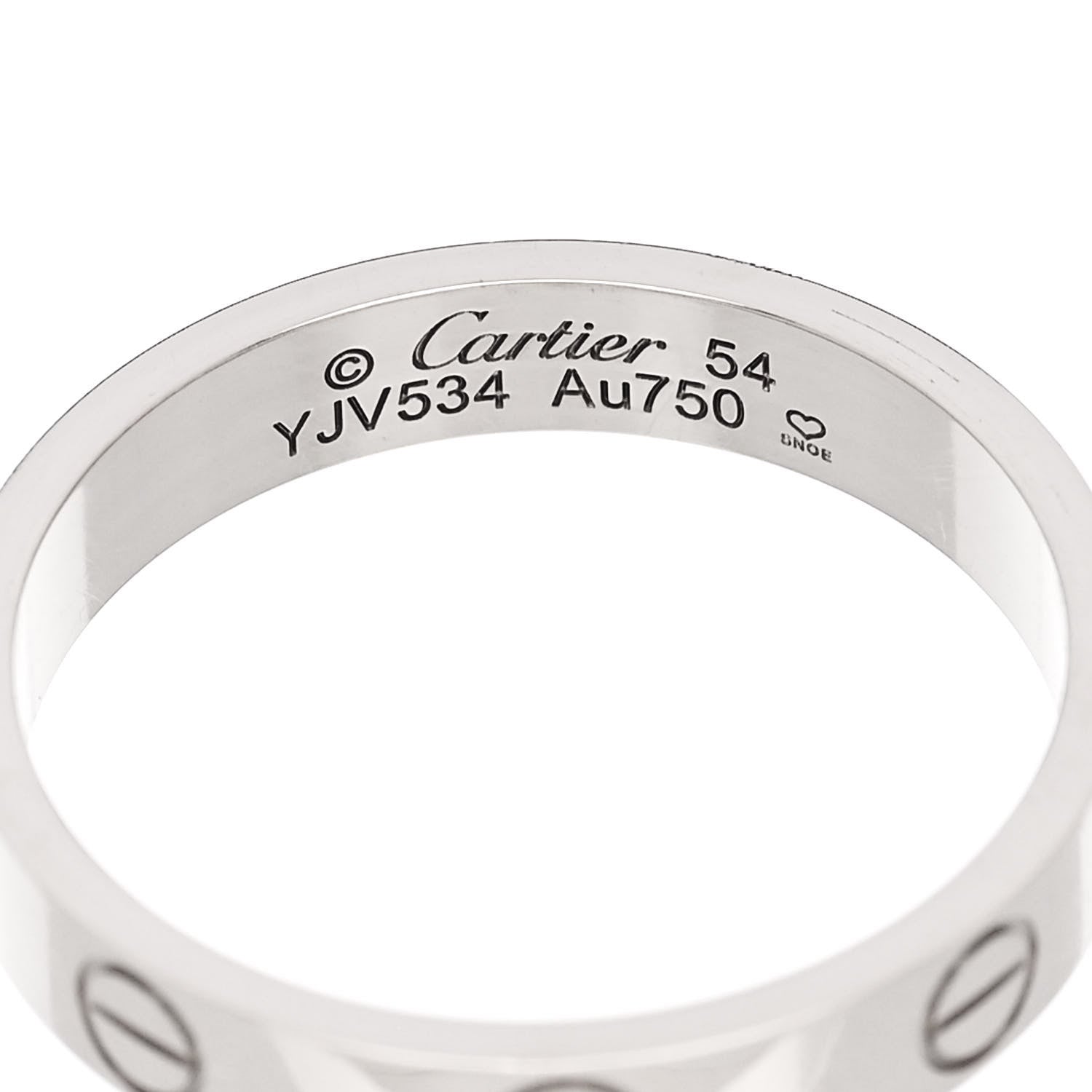Cartier 18K White Gold 3.5mm LOVE Wedding Band Ring 54 7 4 of 5