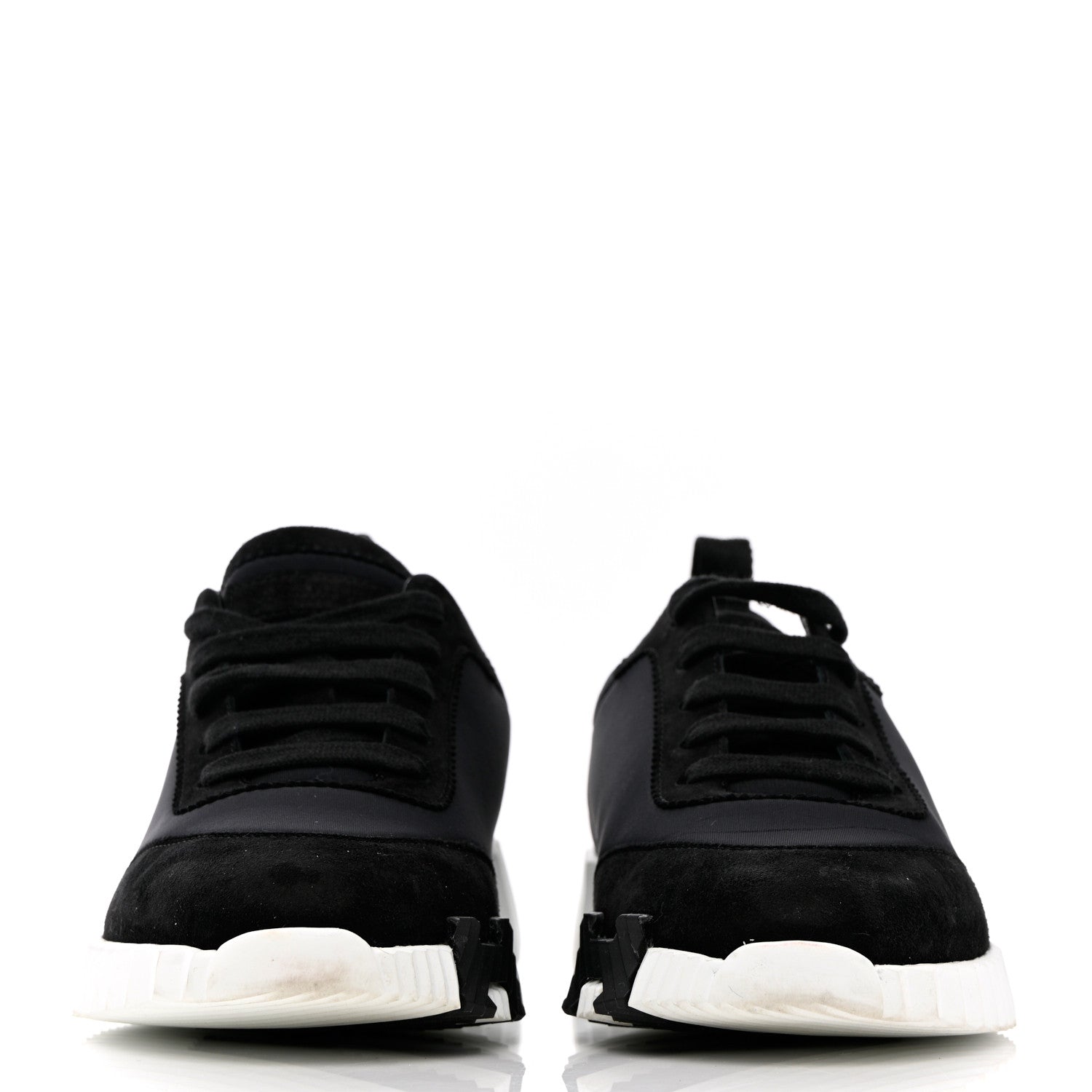 Hermes Technical Jersey Suede Goatskin Bouncing Sneakers 36 Black White 2 of 14