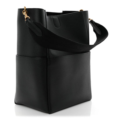 Celine Soft Grained Calfskin Sangle Bucket Bag Black 3 of 10