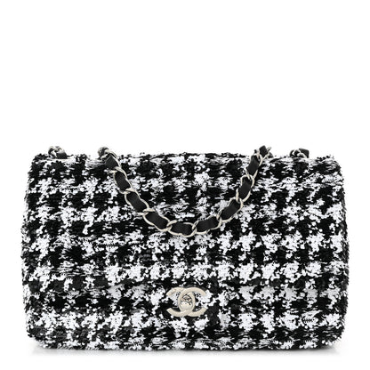 Chanel Sequin Houndstooth Medium Flap Black White 1 of 10