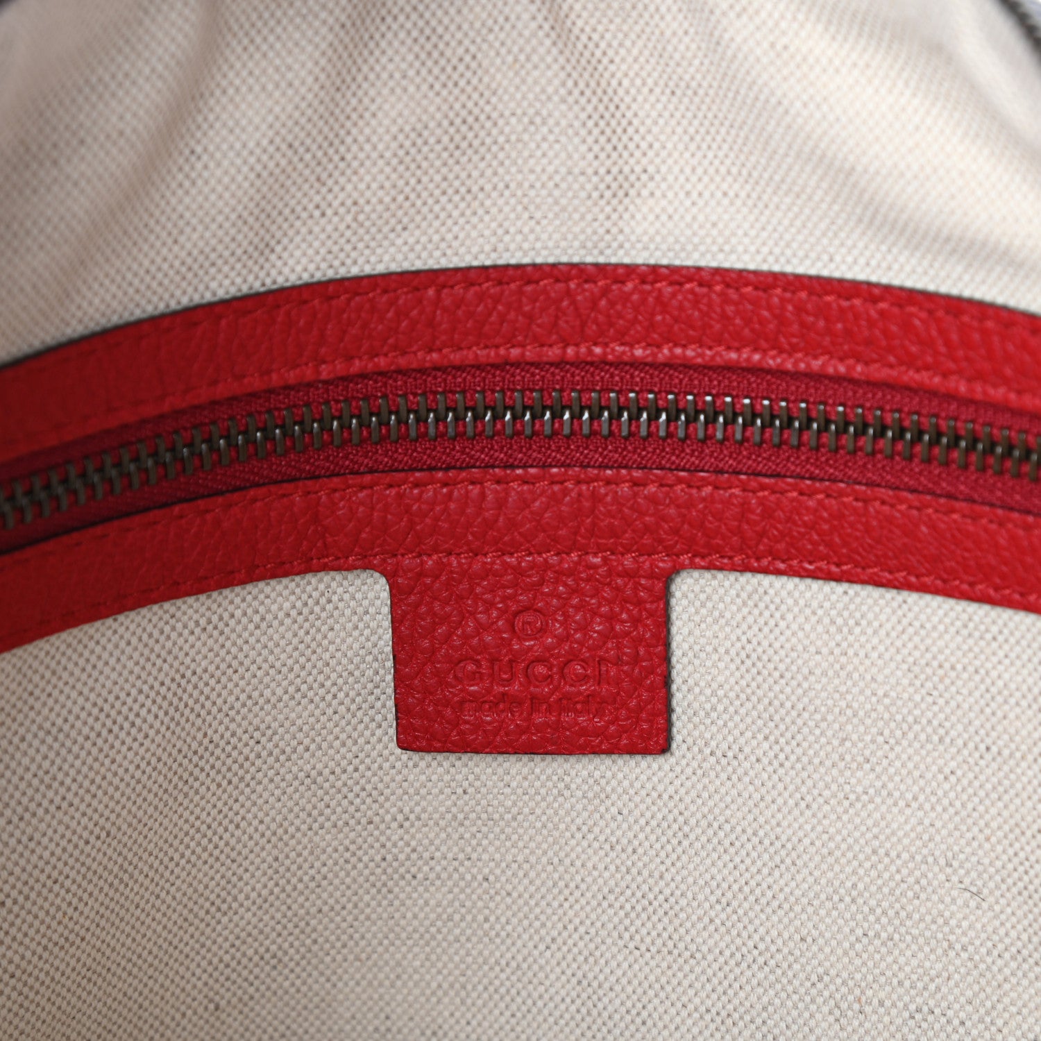 Gucci Grained Calfskin Logo Half Moon Hobo Red 6 of 9