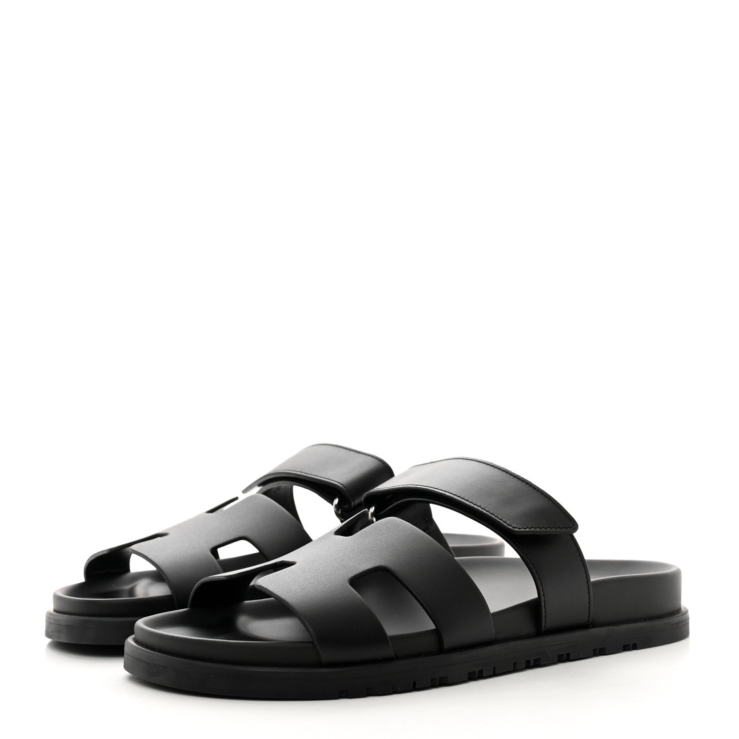 Hermes Calfskin Womens Chypre Sandals 39.5 Black 3 of 9
