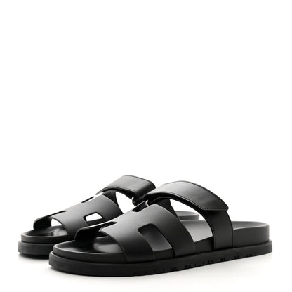 Hermes Calfskin Womens Chypre Sandals 39.5 Black 3 of 9