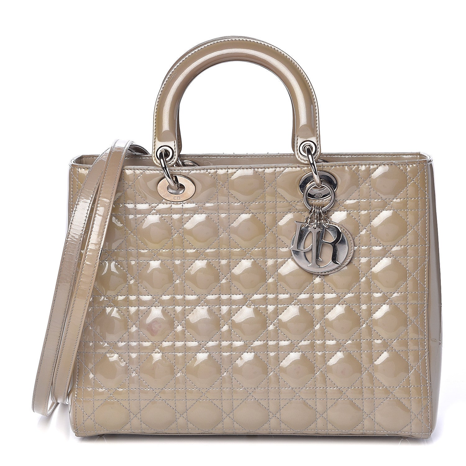 Christian Dior Patent Cannage Large Lady Dior Beige 1 of 21