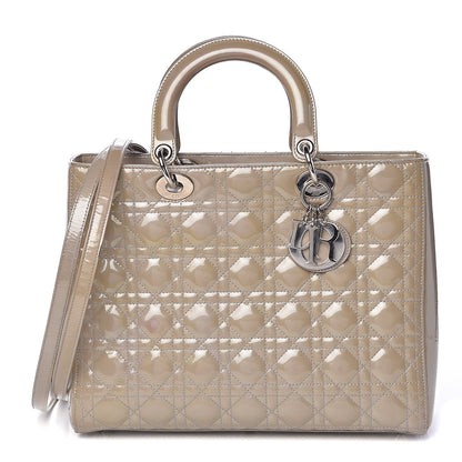 Christian Dior Patent Cannage Large Lady Dior Beige 1 of 21