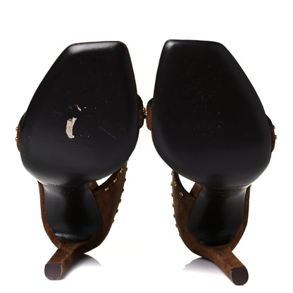 Saint Laurent Suede Mica Stud Mule Sandals 35 Brown 5 of 10