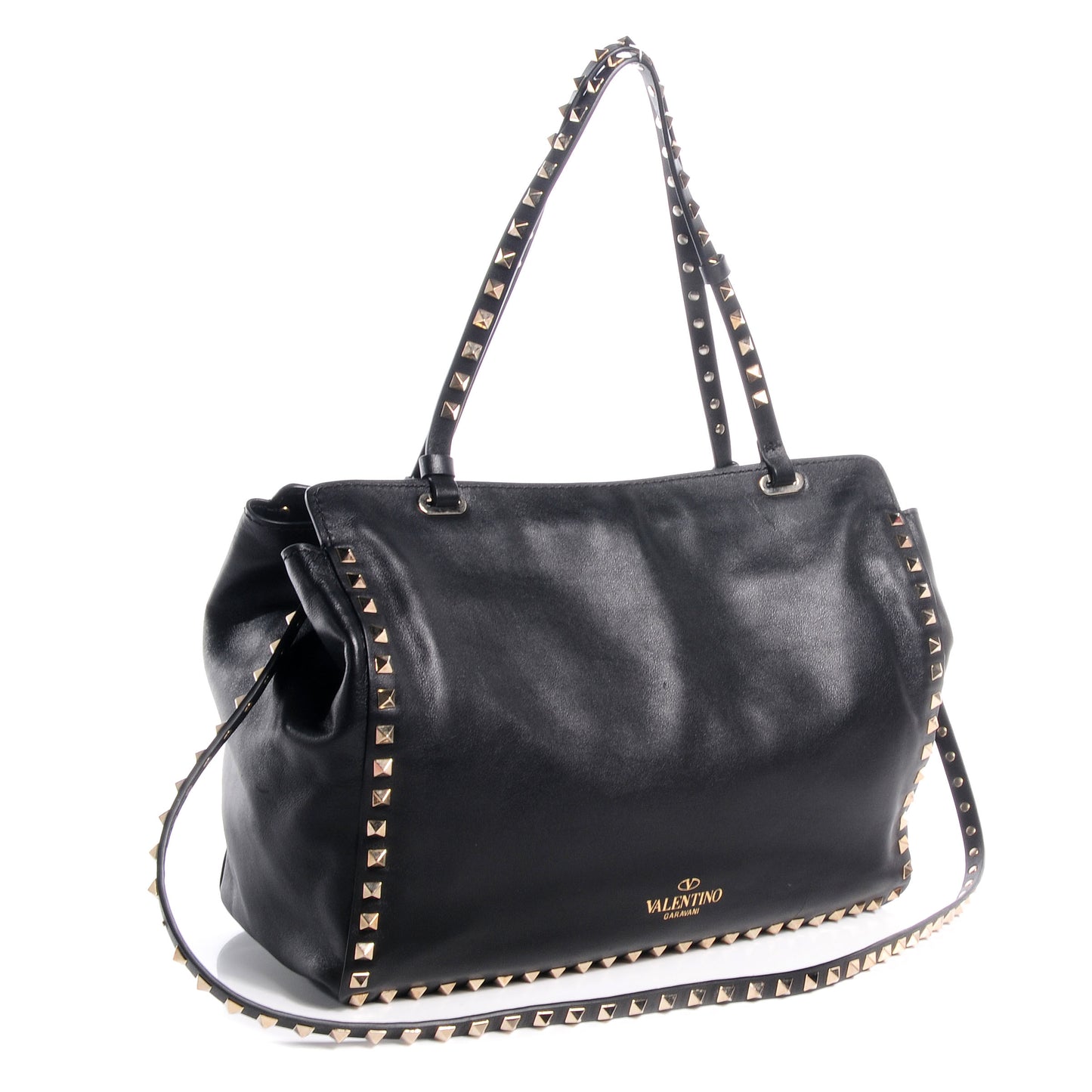 Vitello Medium Rockstud Tote Black