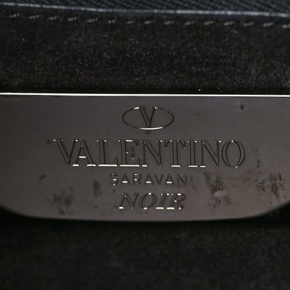 Valentino Garavani Pebbled Calfskin Onyx Medium Rockstud Rolling Flap Saddle Bag Black 6 of 9