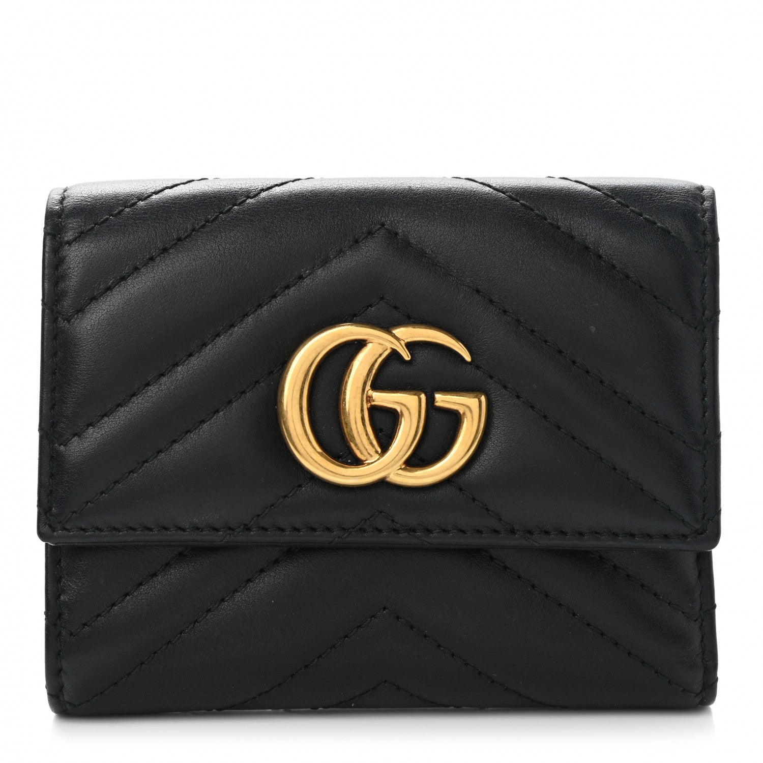 Gucci Calfskin Matelasse GG Marmont Wallet Black 1 of 8