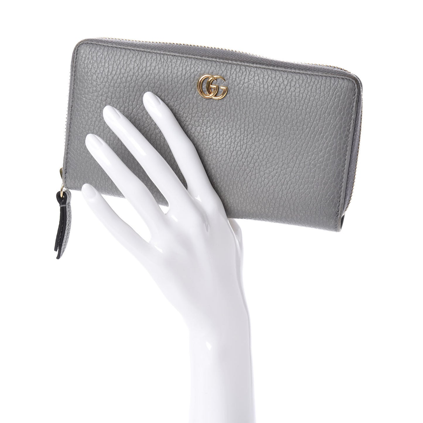 Dollar Calfskin GG Marmont Zip Around Wallet Grey