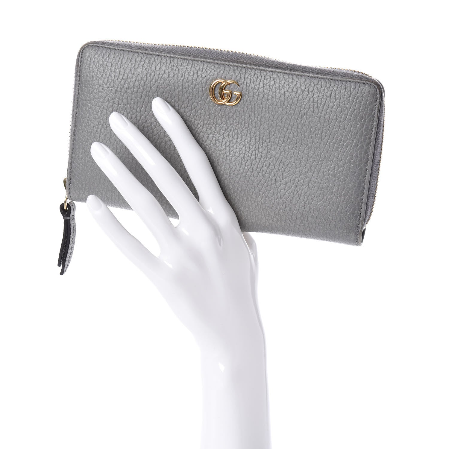 Gucci Dollar Calfskin GG Marmont Zip Around Wallet Grey 2 of 6
