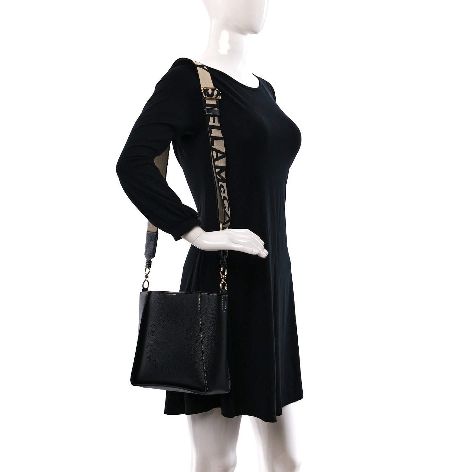 Stella McCartney Eco Alter Nappa Perforated Logo Mini Crossbody Black 2 of 8