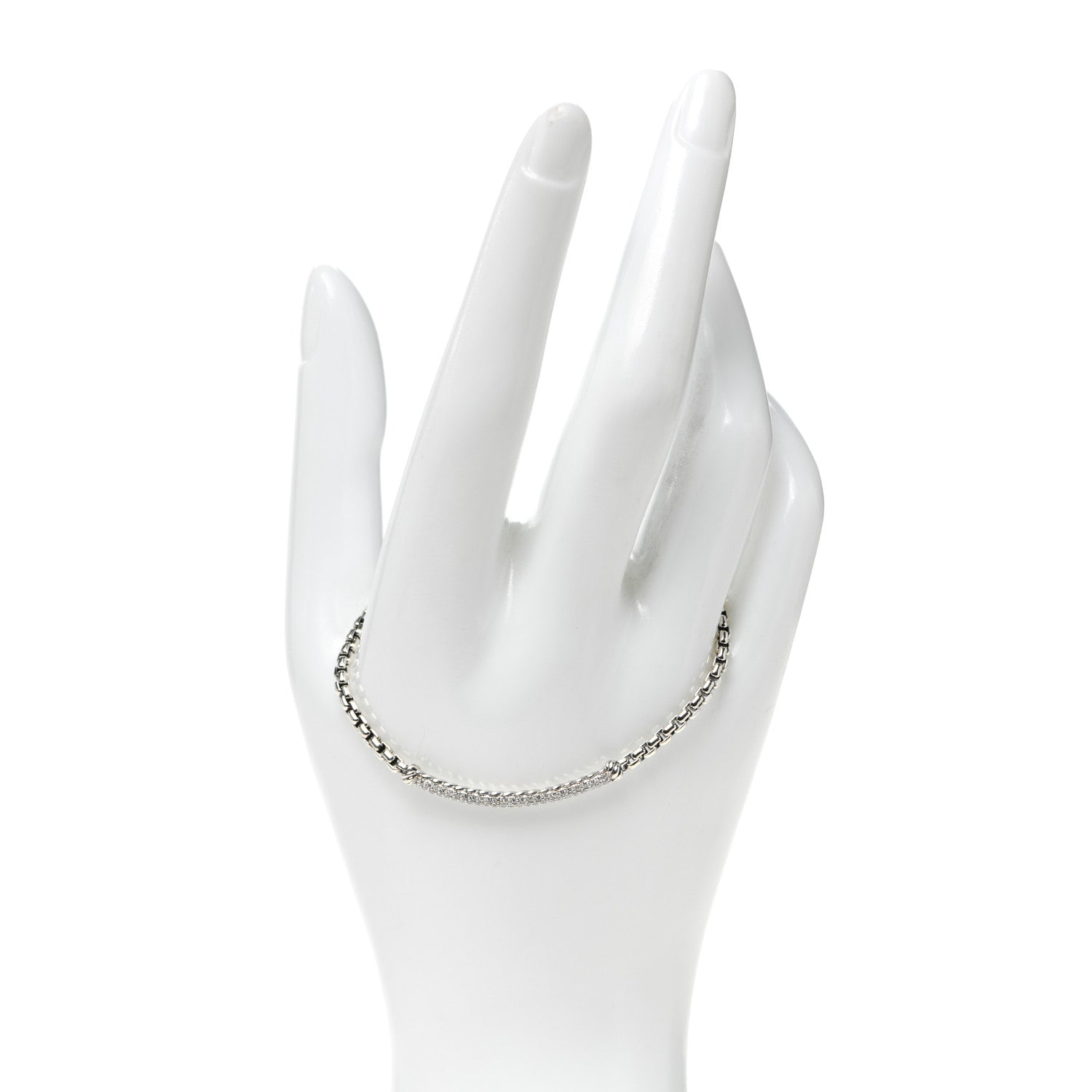 David Yurman Sterling Silver Diamond Petite Pave Metro Bar Bracelet 2 of 5