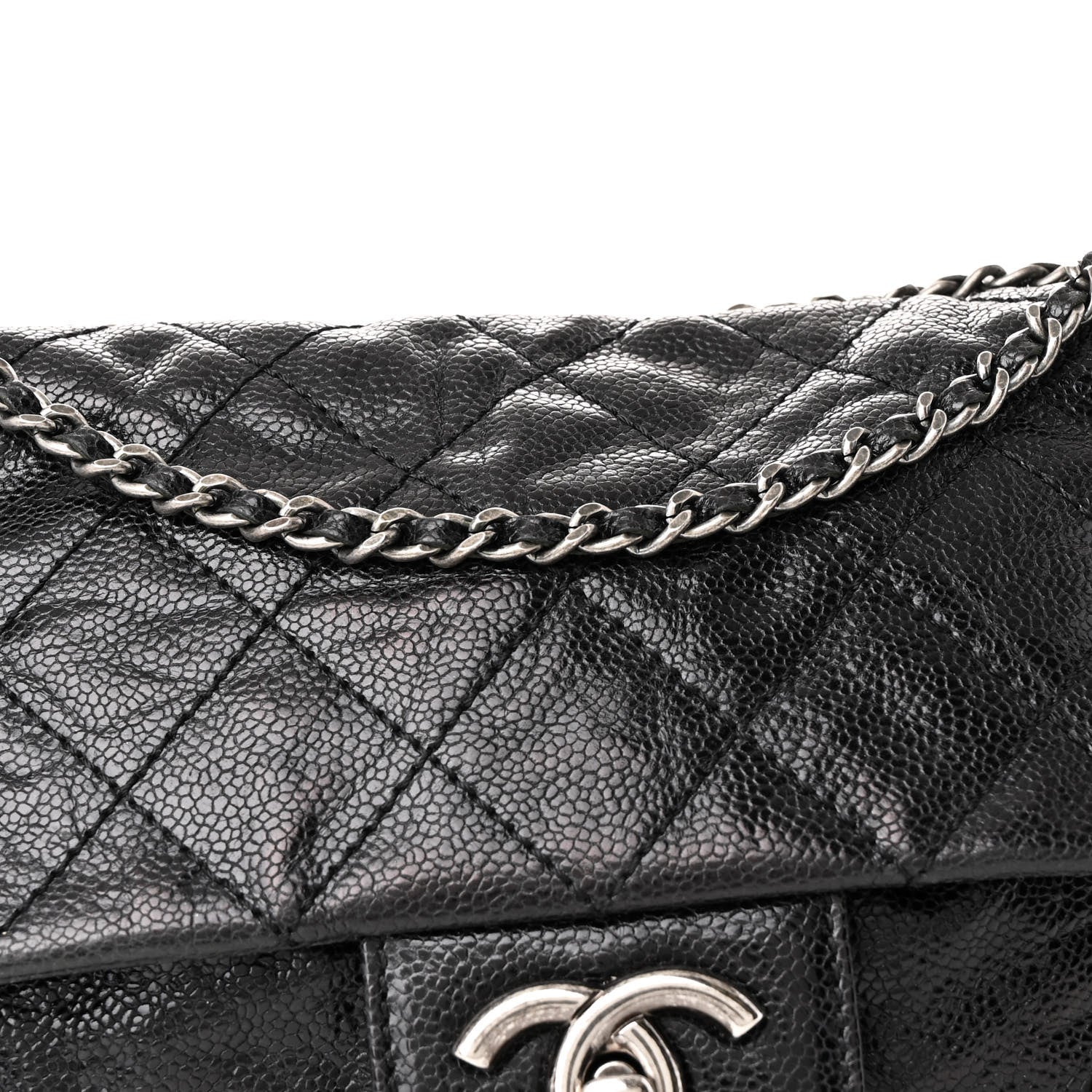 Chanel Caviar Quilted Medium Elastic Flap Black 8 of 10