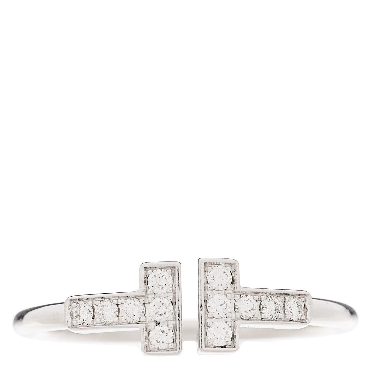 18K White Gold Diamond T Wire Ring 57 8