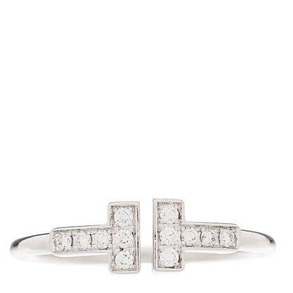 Tiffany 18K White Gold Diamond T Wire Ring 57 8 1 of 5