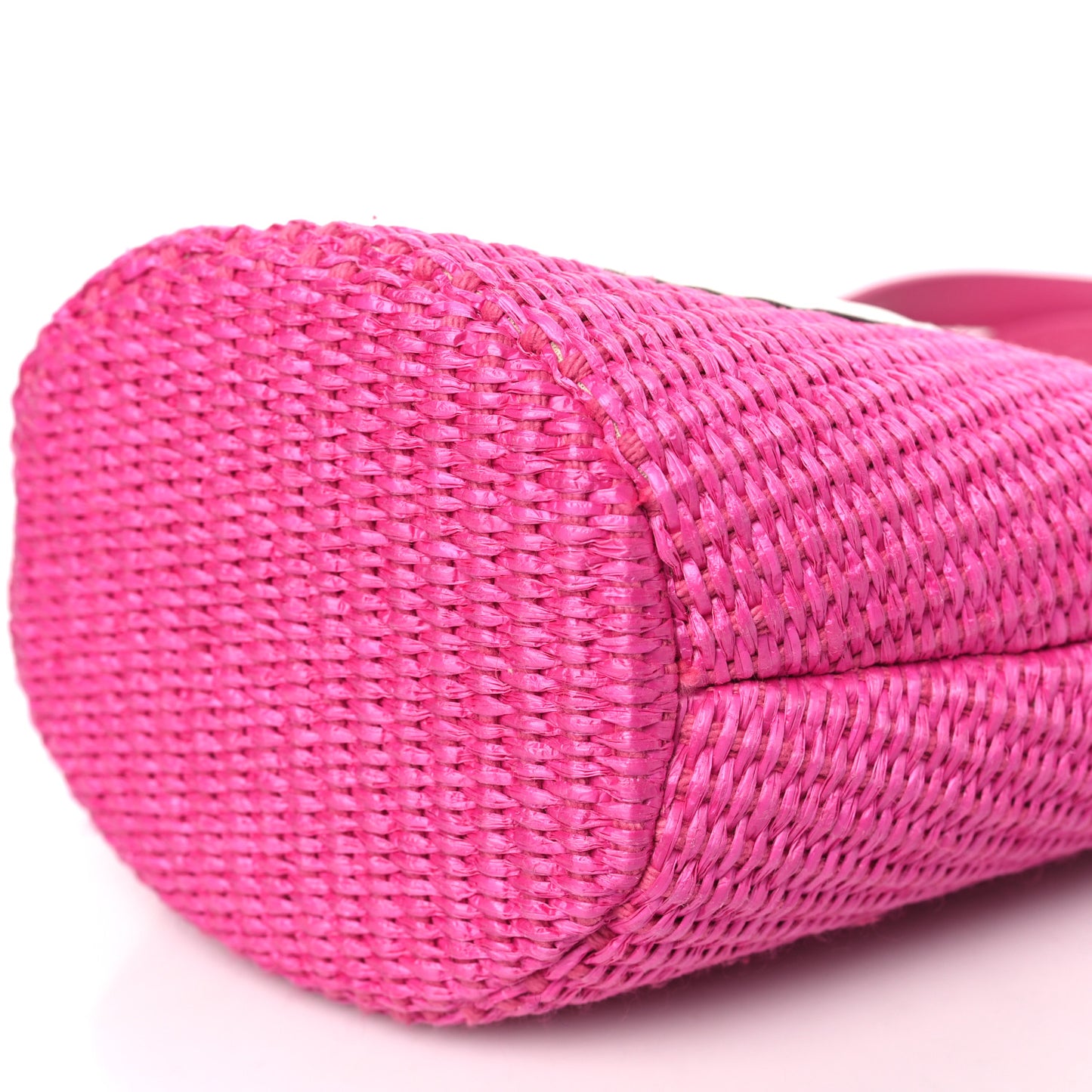 Woven Raffia Logo Tote Fuchsia