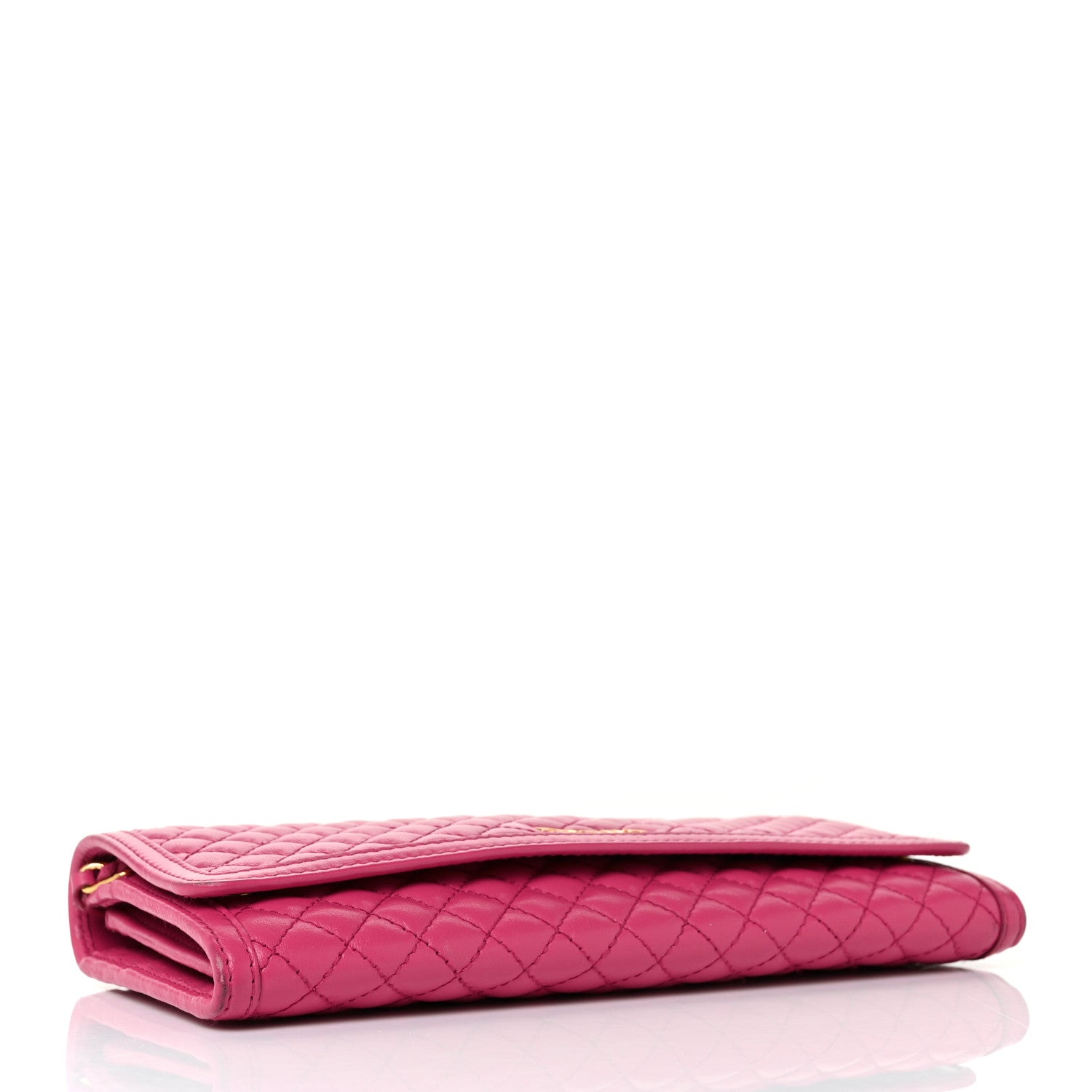 Prada Soft Calfskin Quilted Chain Wallet Fuxia 3 of 8