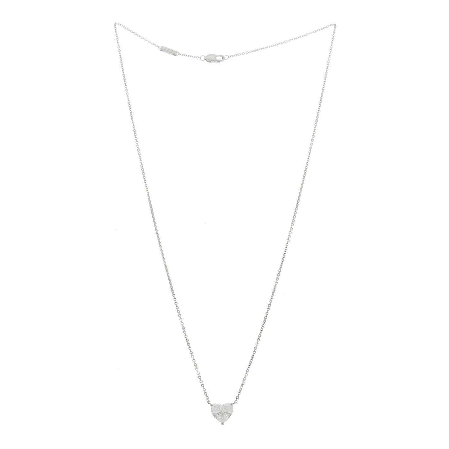 Platinum Diamond 1.71ct Heart Shape Solitaire Pendant Necklace