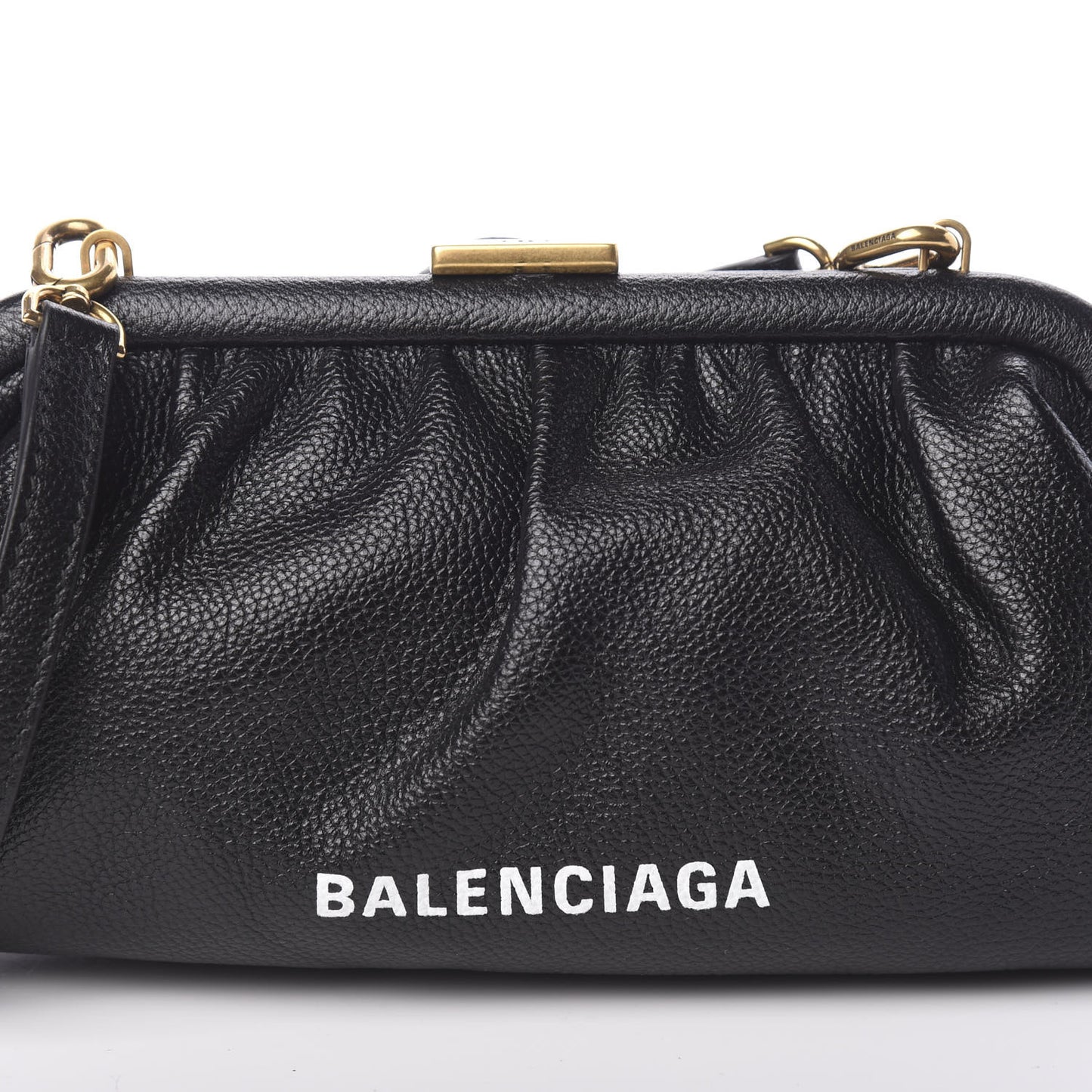 Grained Calfskin Logo Cloud Clutch XS Black