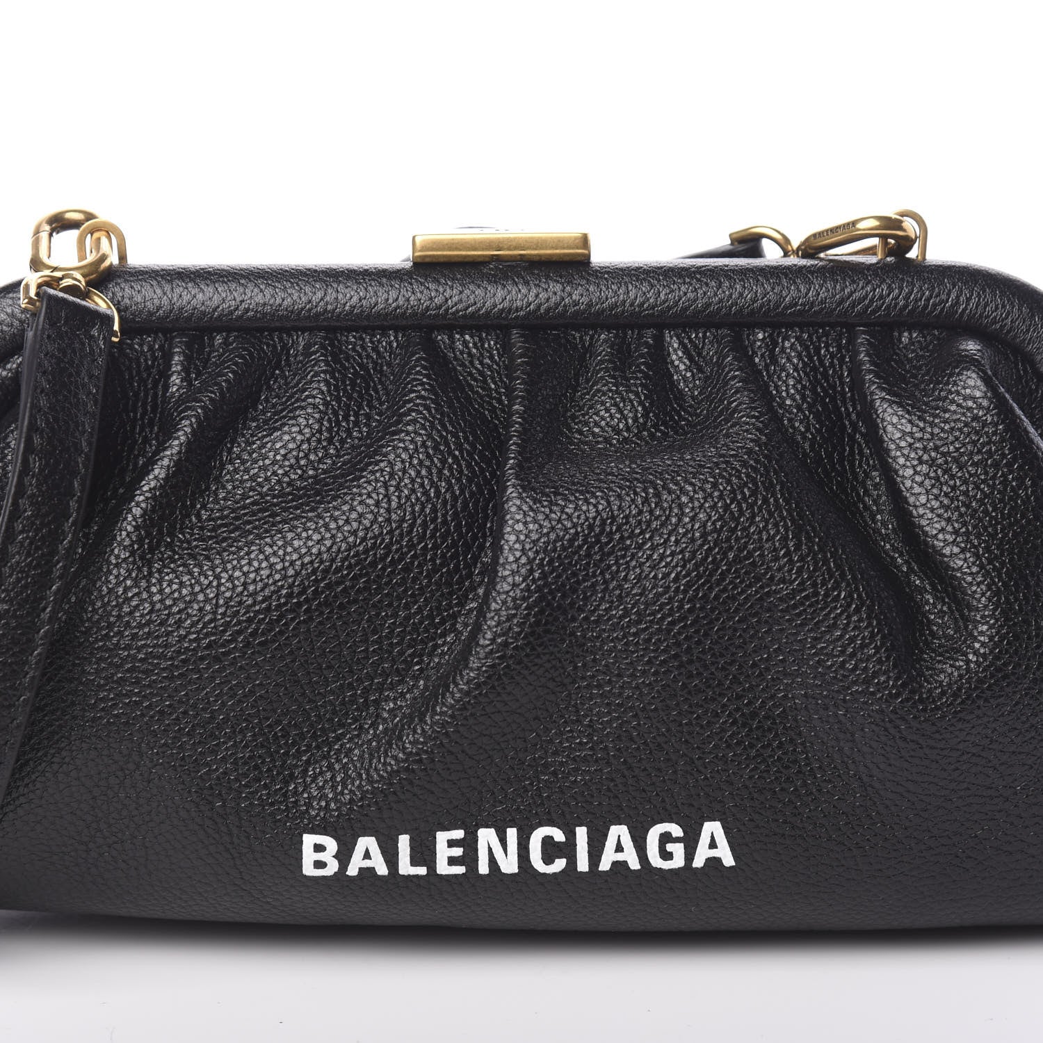 Balenciaga Grained Calfskin Logo Cloud Clutch XS Black 7 of 9