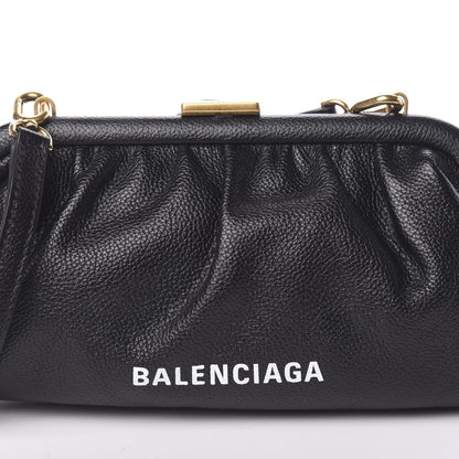 Balenciaga Grained Calfskin Logo Cloud Clutch XS Black 7 of 9