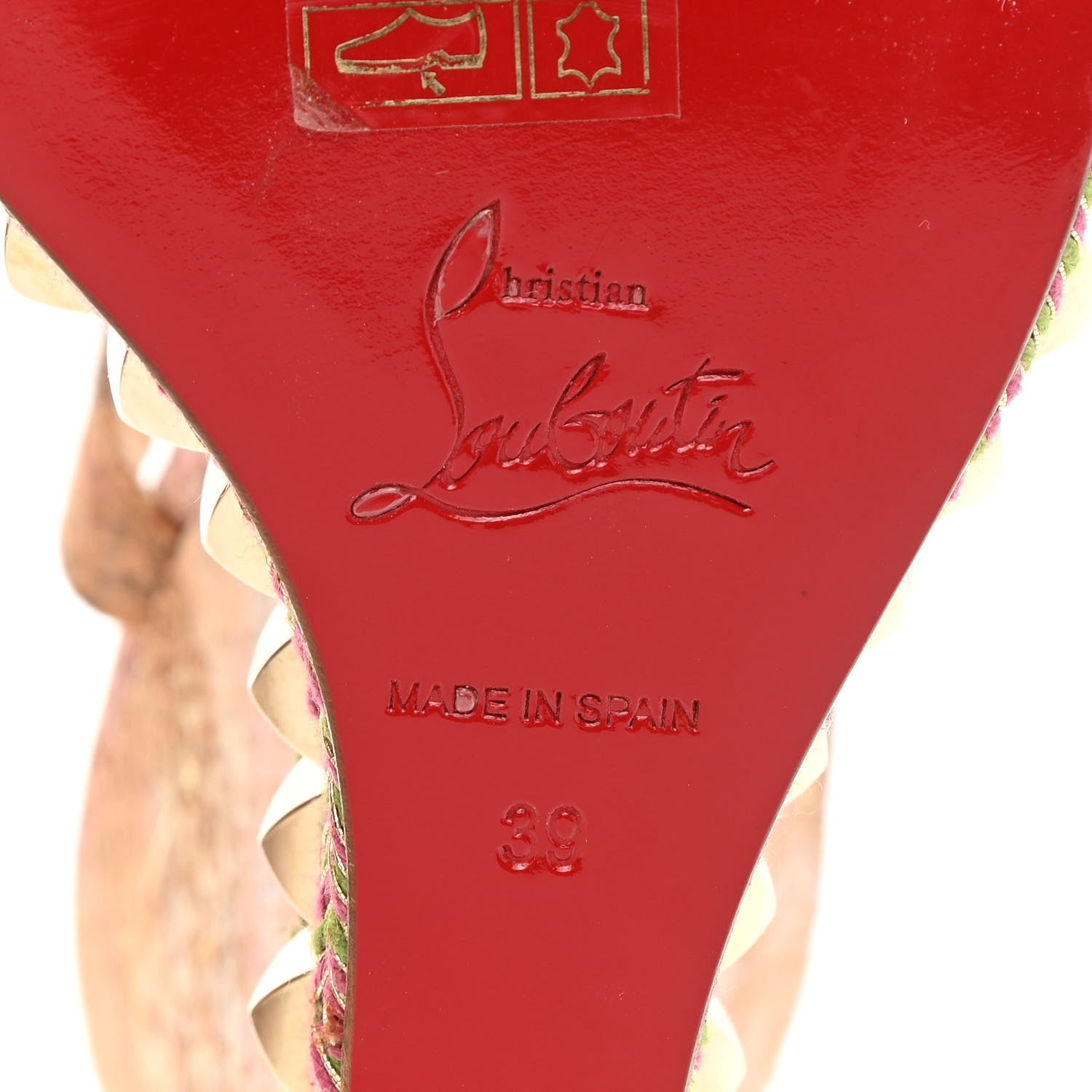 Christian Louboutin Cork Bloom Print Cataclou 140 Wedge Sandals 39 Multicolor Light Gold 6 of 8