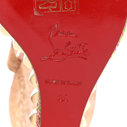 Christian Louboutin Cork Bloom Print Cataclou 140 Wedge Sandals 39 Multicolor Light Gold 6 of 8