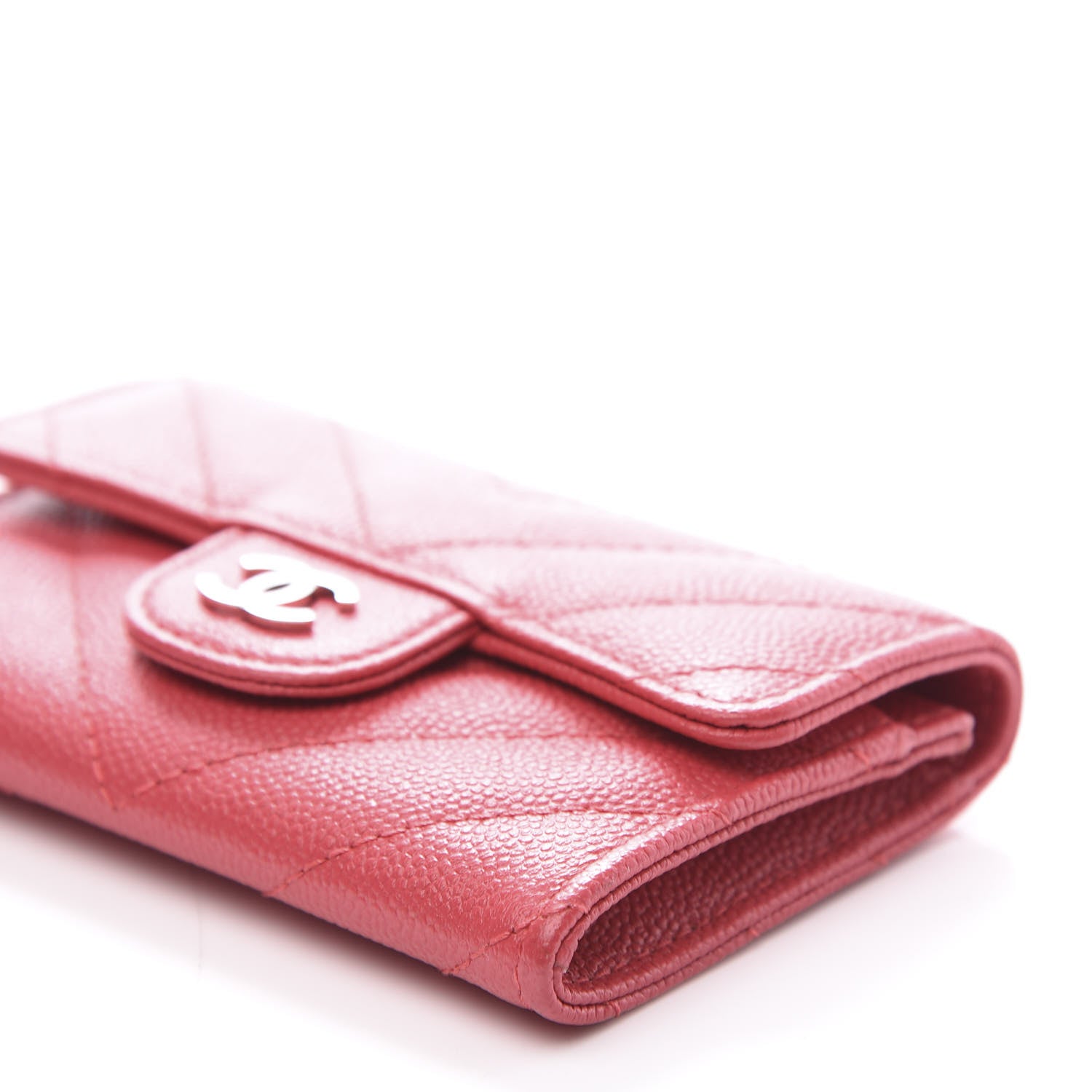 Chanel Caviar Chevron Quilted Flap Card Holder Red 5 of 9